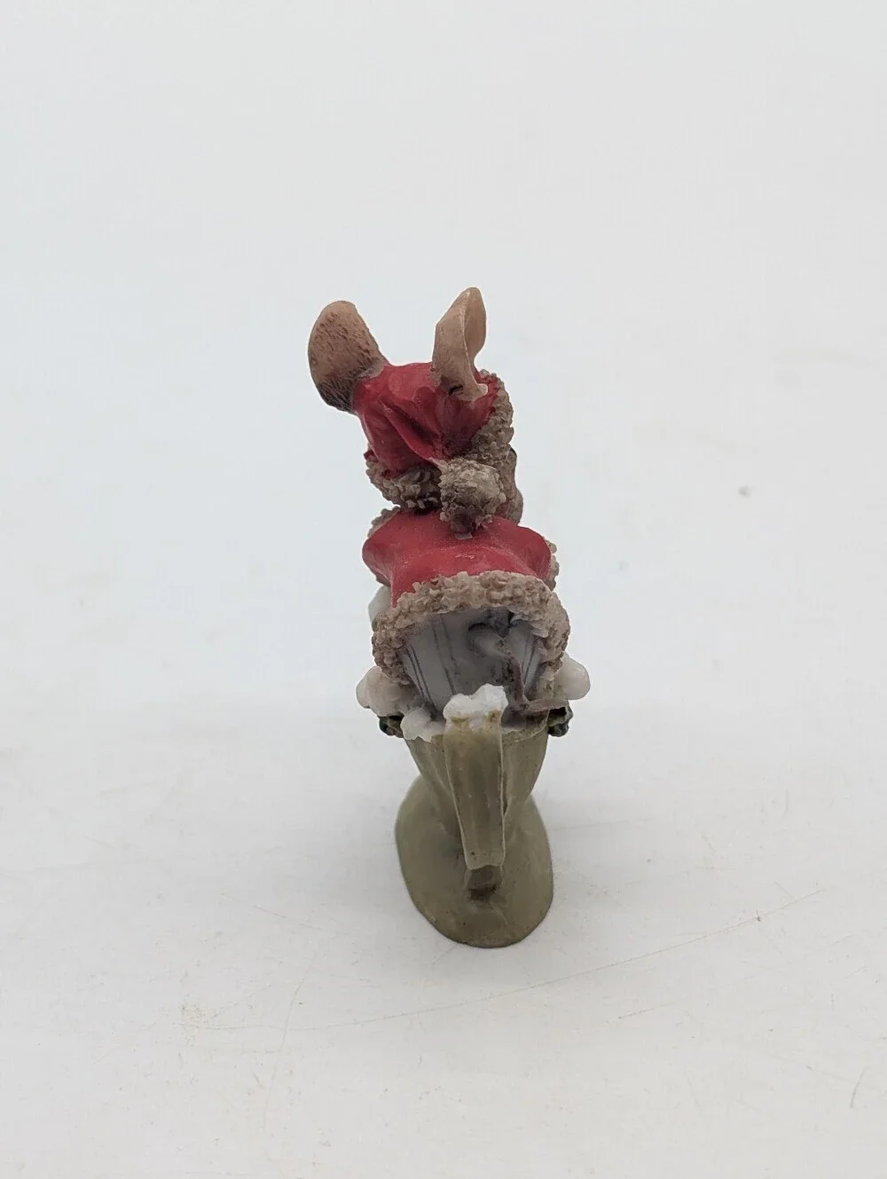 Vintage Miniature Christmas Mouse in Teacup Figurine • Whimsical Holiday Kitsch